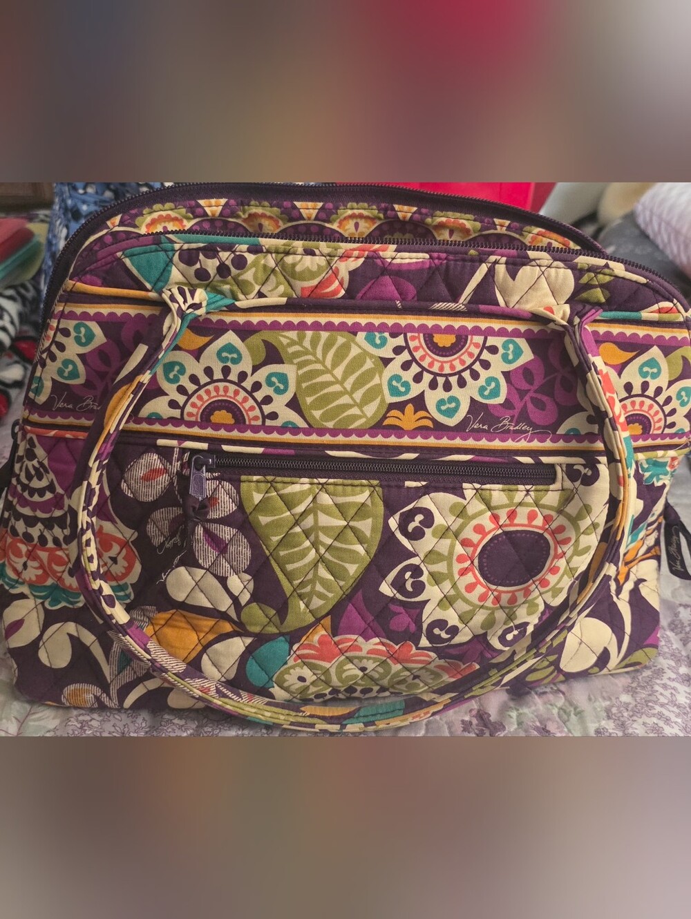 Vera Bradley Plum Crazy Multi-Compartment Shoulder Bag - Picture 2 of 8